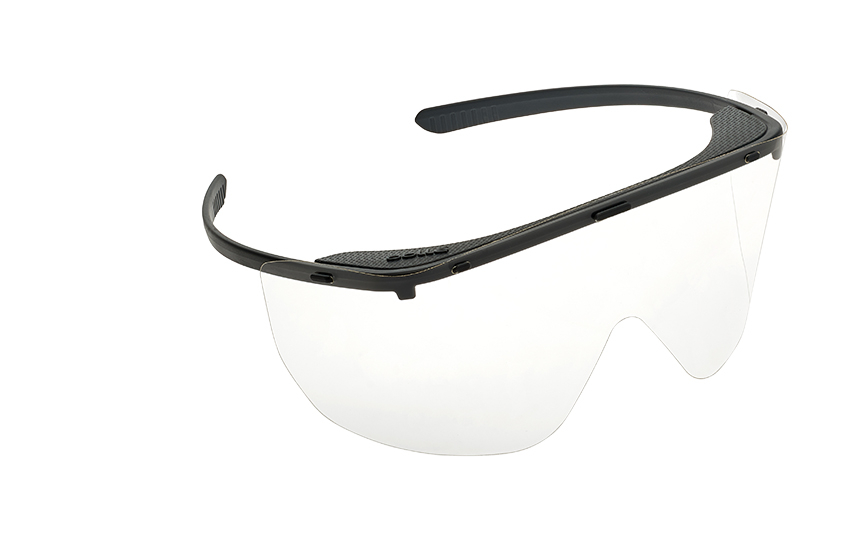 Boll&eacute; Augenschutzvisier Ninka - ein Spritz- und Virenschutz f&uuml;r die Augen. Auch &uuml;ber die pers&ouml;nliche Brille tragbar. (Foto &copy; Boll&eacute; Safety)